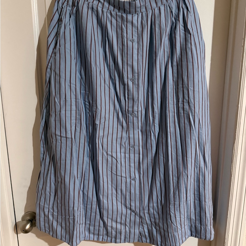 Pact Blue and White Striped Midi Skirt - Picture 4 of 8